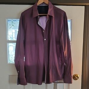 Elegant Men's Button Down Shirt in Rich Maroon